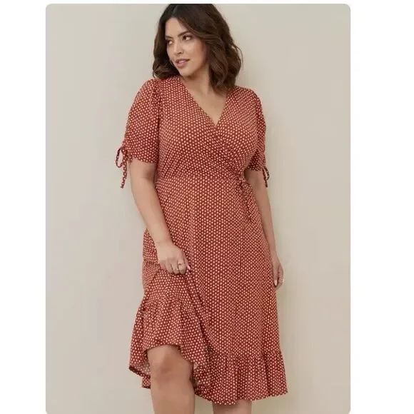 torrid Dresses Torrid Rust Clay Orange Polka Dot Aline Stretch